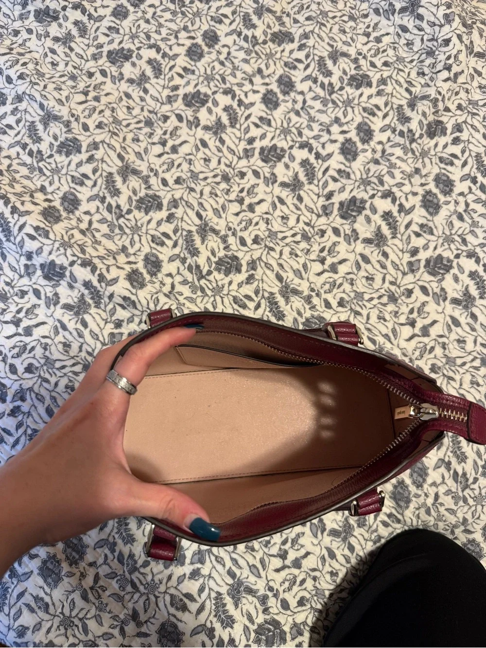 kate spade burgundy pebble leather satchel with gold hardware